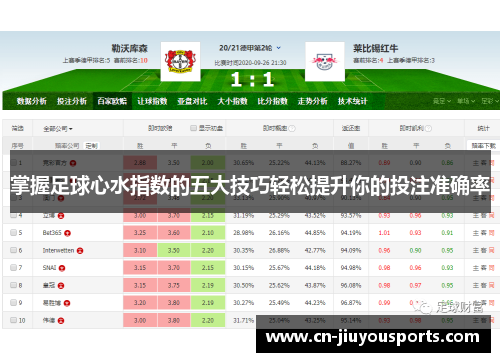 掌握足球心水指数的五大技巧轻松提升你的投注准确率